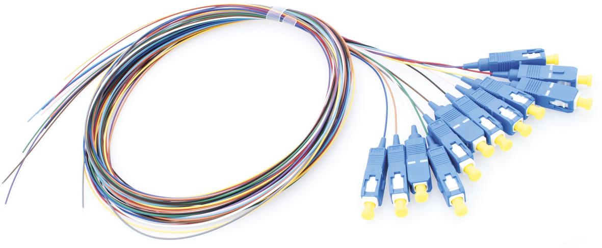 12er Pigtailsatz SC, farbig, 50/125µm, OM3, 2m