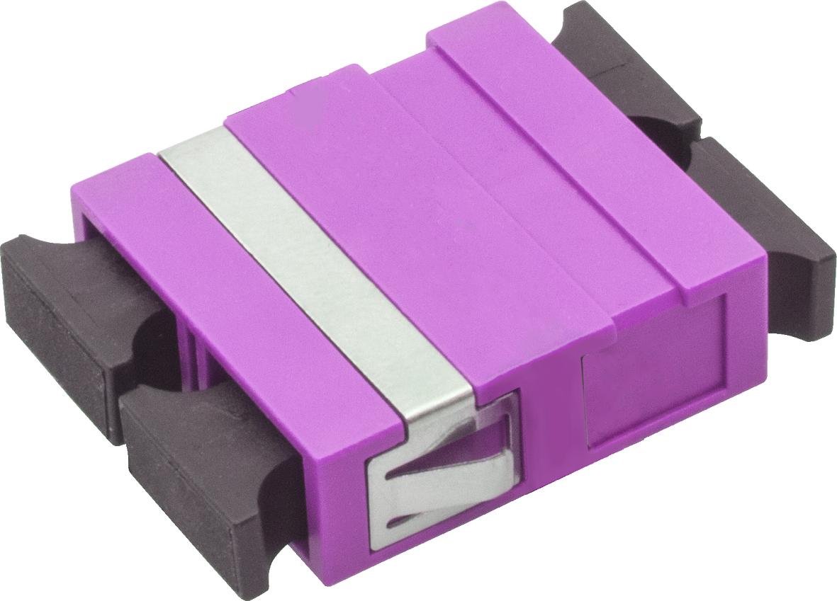 SC duplex Kupplung MM, Keramikhülse, erikaviolett OM4, w/o flange