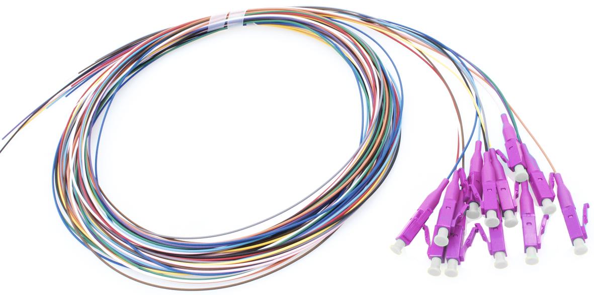 12er Pigtailsatz LC, farbig, 50/125µm, OM4, 2m