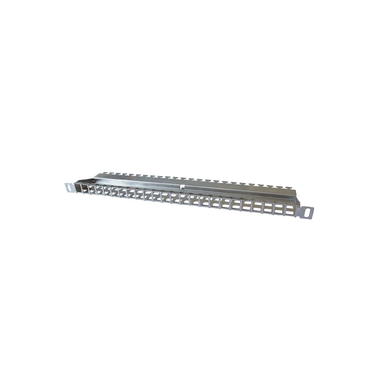 ClueNet 19"Patchpanel 24-port, modular, 0,5HE, leer, Edelstahl