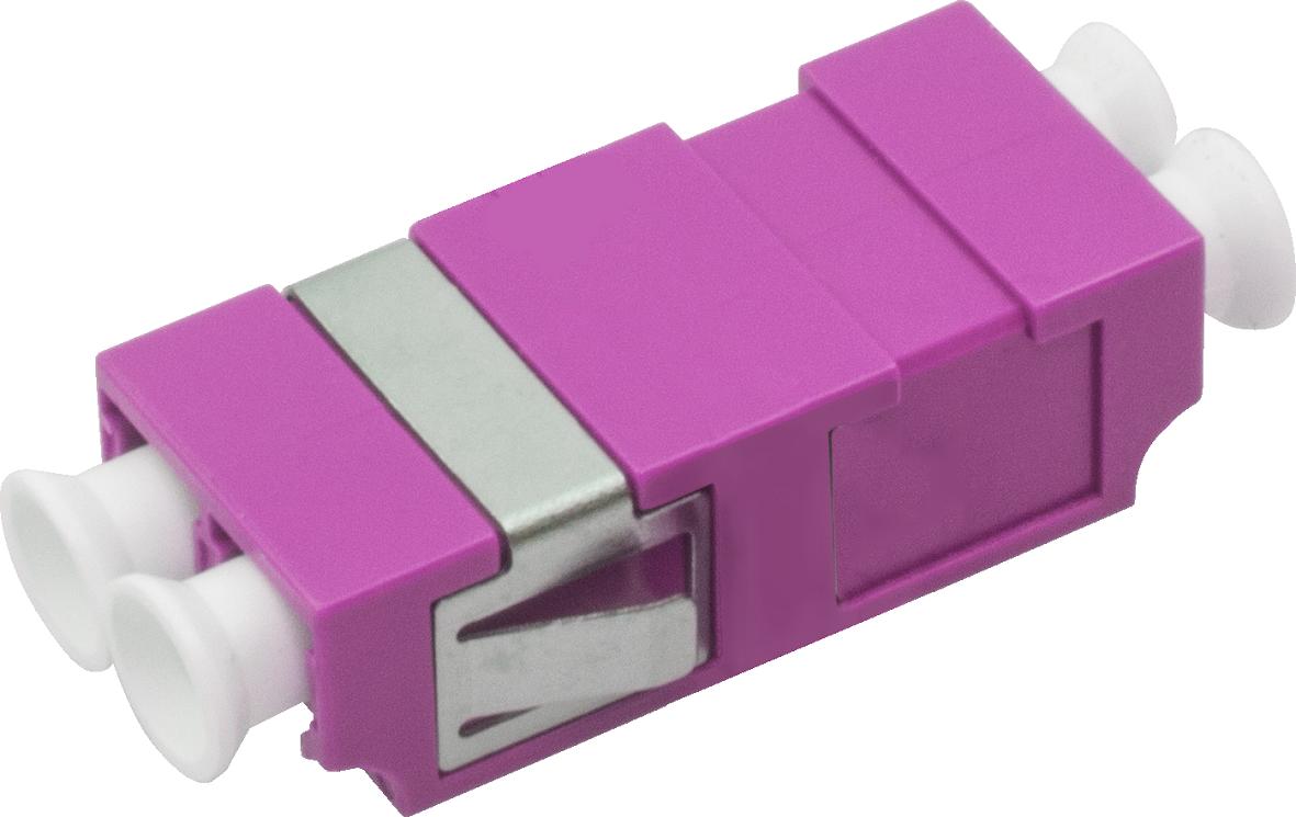 LC duplex Kupplung MM, Keramikhülse, erikaviolett OM4, w/o flange