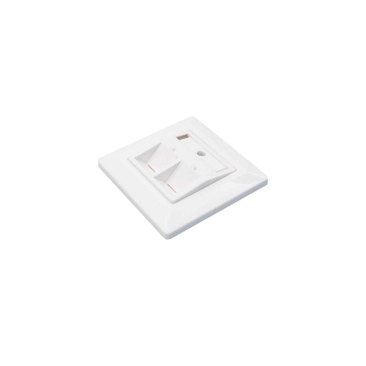 ClueNet Outlet, modular, 2-fach, RAL9010 mit Zentralplatte 50x50 u. Abdeckrahmen