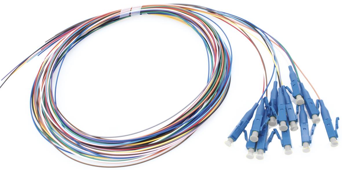 12er Pigtailsatz LC, farbig, E9/125µm, OS2, 2m